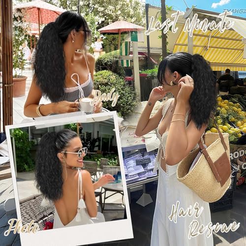 Long Wavy Ponytail Extension for Women - 18 Inch Clip-In Hairpiece