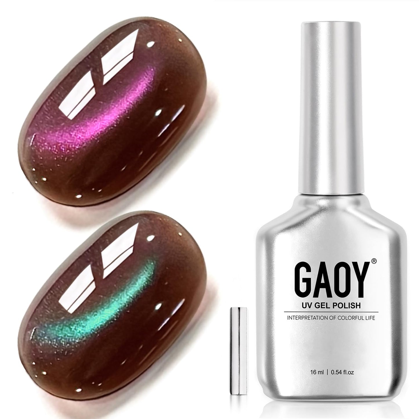 Glassy Cat Eye Gel Nail Polish - 16ml Holographic UV Gel with Magnet | Silvery Moonlight Reflective Finish