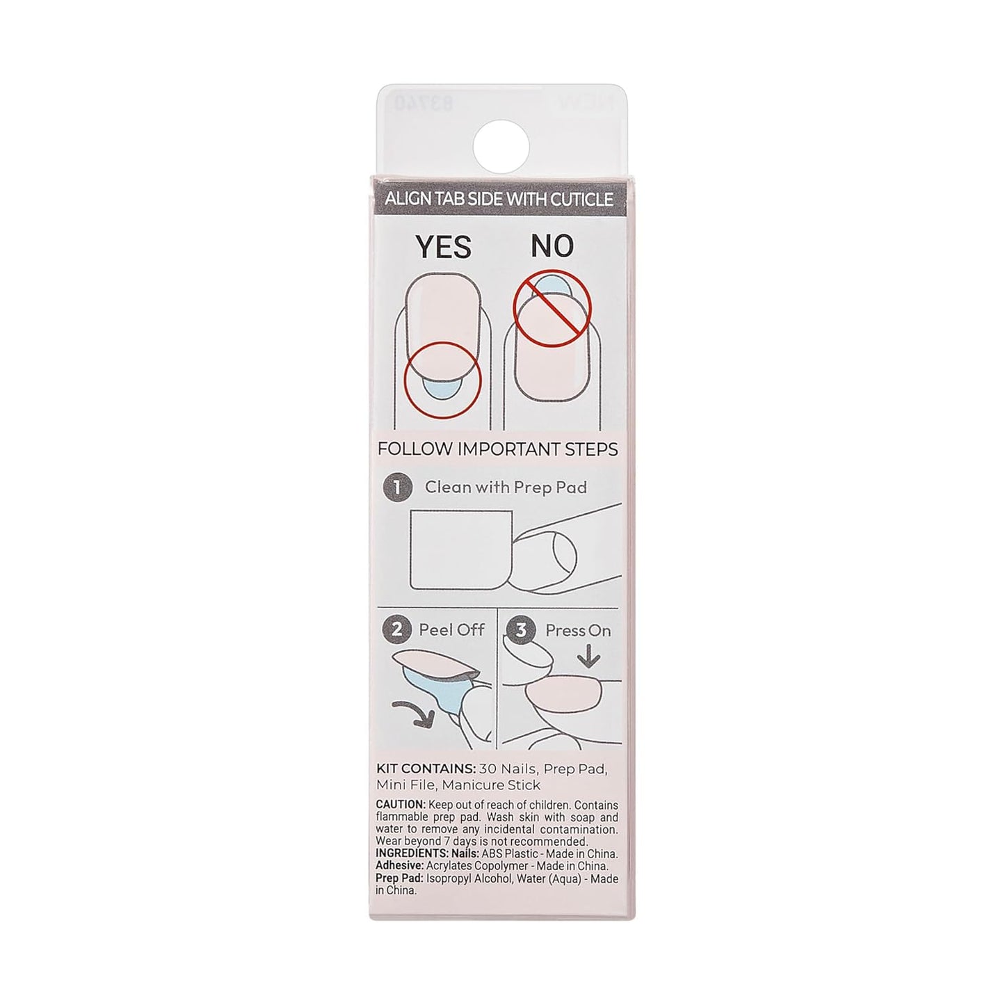 Kiss Impress No Glue Mani Press-On Nails - Point Pink Squoval Shape | 30 Nails, Prep Pad & Accessories