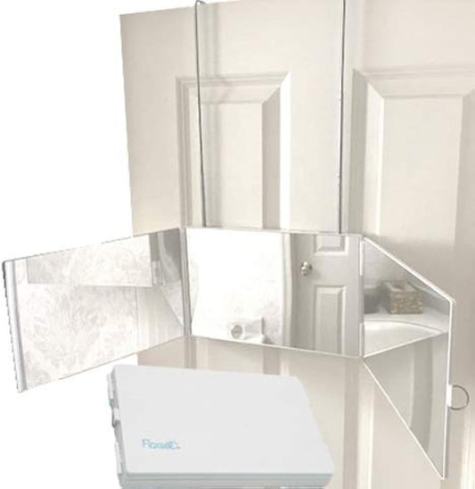 Tri-Fold Portable Mirror - 3-Way Makeup & Hair Styling Mirror | White Color for Home & Travel