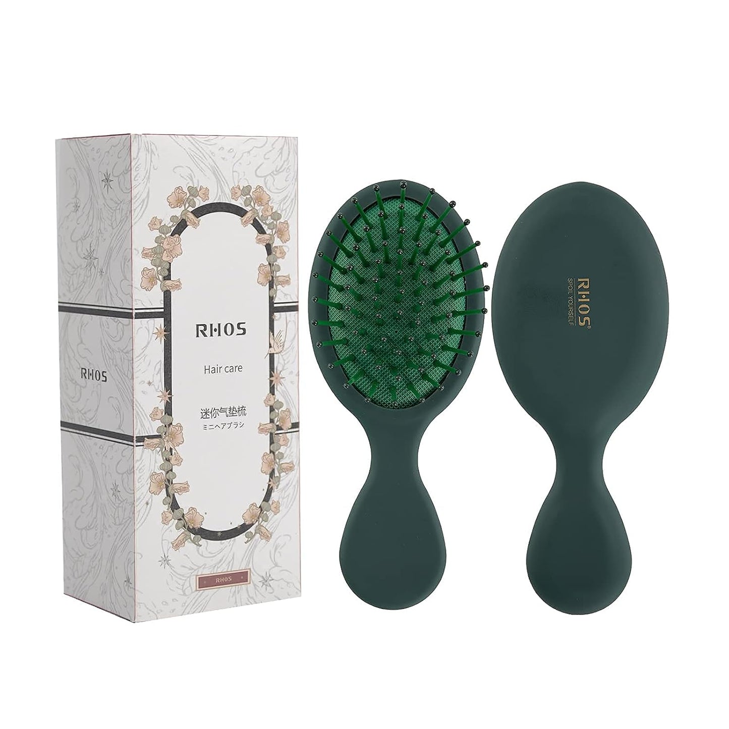 Folding Hair Brush with Mirror - Mini Purse Brush for Women & Girls | Soft Nylon Bristles, Travel Size (Beige)