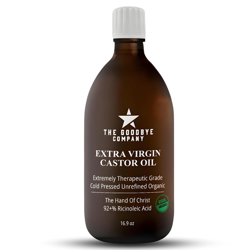 USDA Organic Cold-Pressed Castor Oil - Extra Virgin, Hexane-Free | 16.9 oz Amber Glass Bottle for Hair, Skin & Lashes