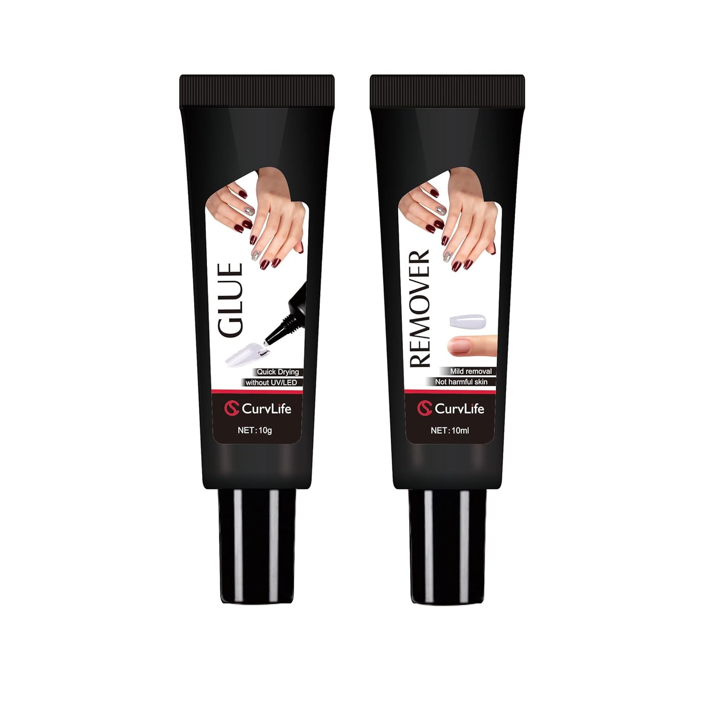 Quick Drying Semi Solid Nail Glue - 10g with 10ml Remover for Press-On Tips | Long Lasting Acrylic Nails Kit