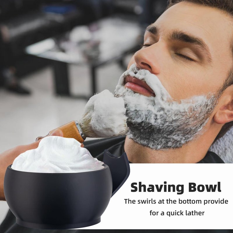 Grandslam Shaving Bowl with Ridges, Shaving Mug with Brush Stand, Shaving Soap Bowl for Shaving Cream and Soap, Durable & Holds Heat Longer, Rich & Thick Lather, Great for Traveling and Use at Home