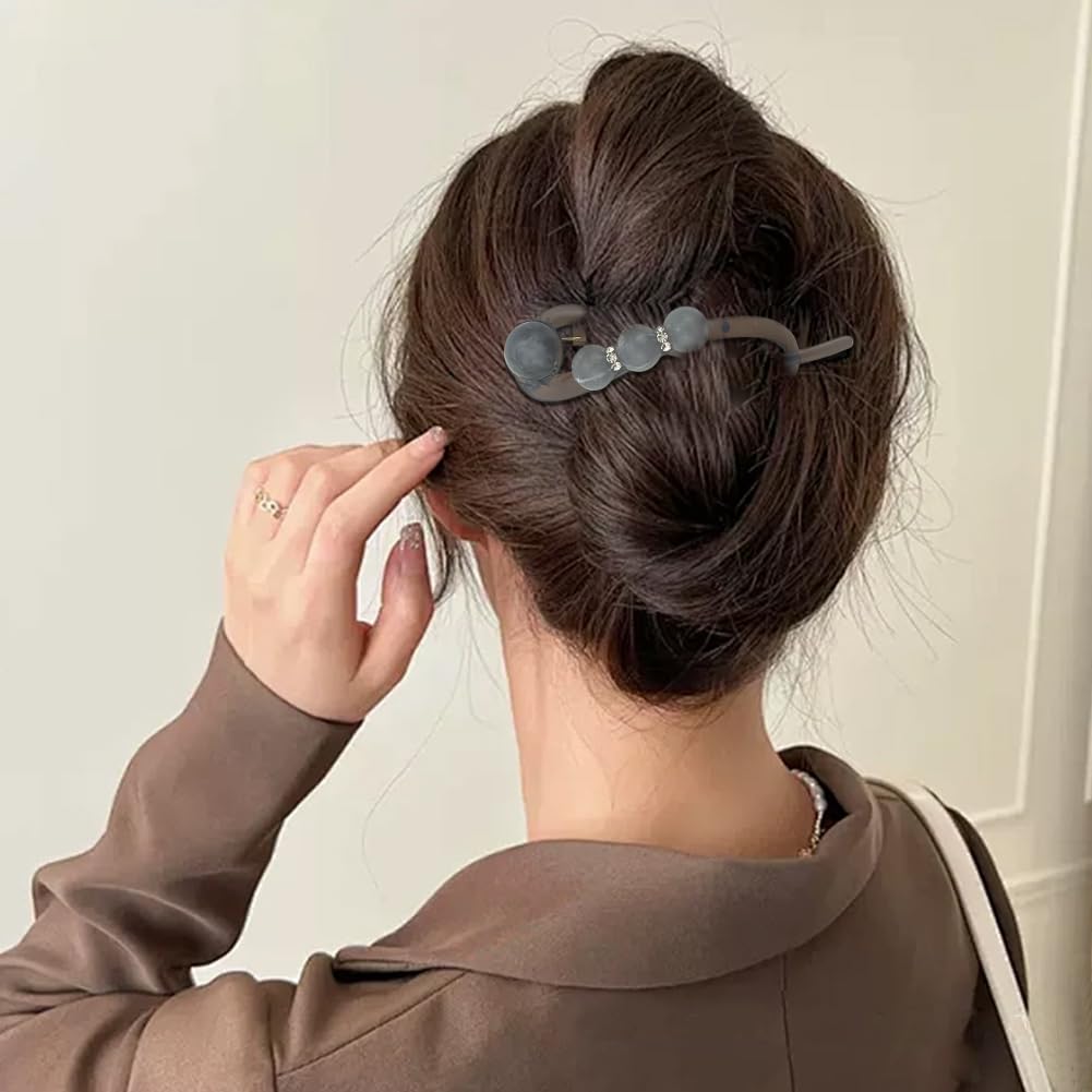 Pearl French Banana Hair Clips - 10 Pack Elegant Flat Hair Claw Barrettes for Women | Stylish Ponytail Accessories