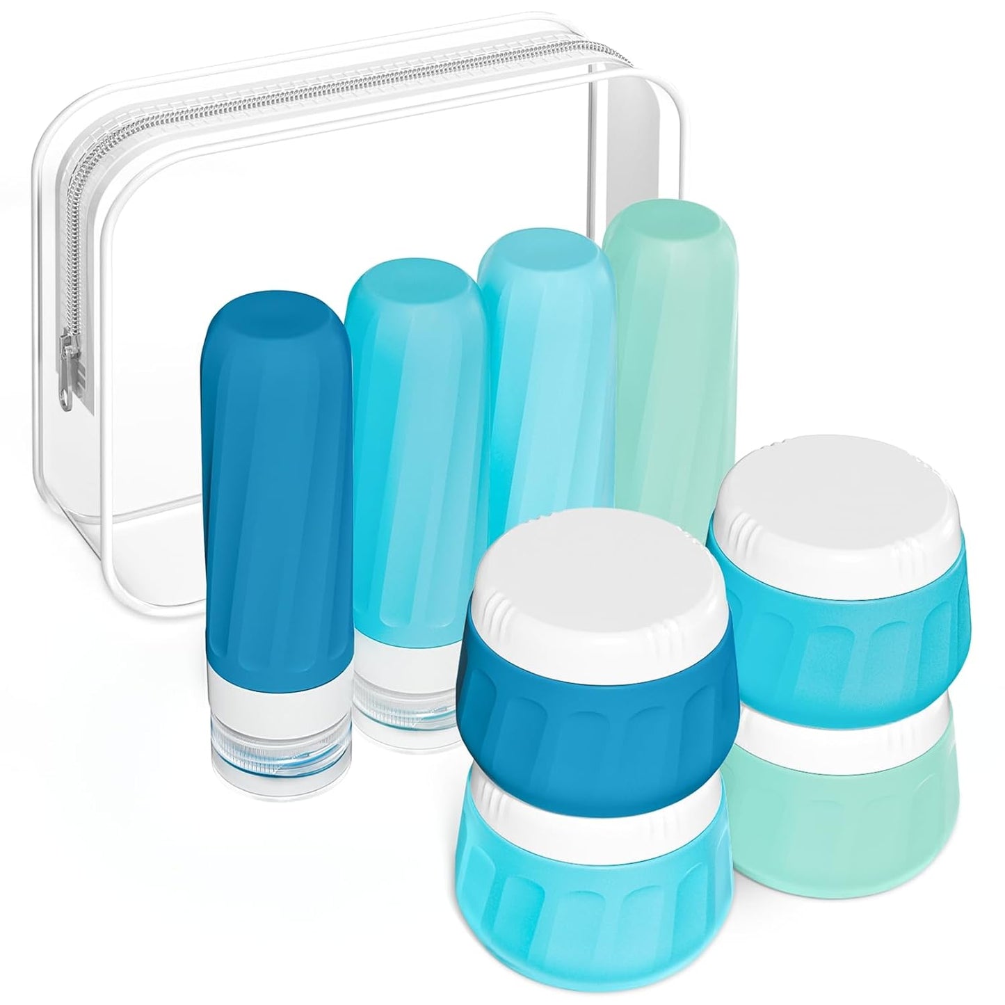 Travel Bottles for Toiletries - TSA Approved 8 Pack | Leak-Proof Silicone Containers with Clear Bag, 3oz