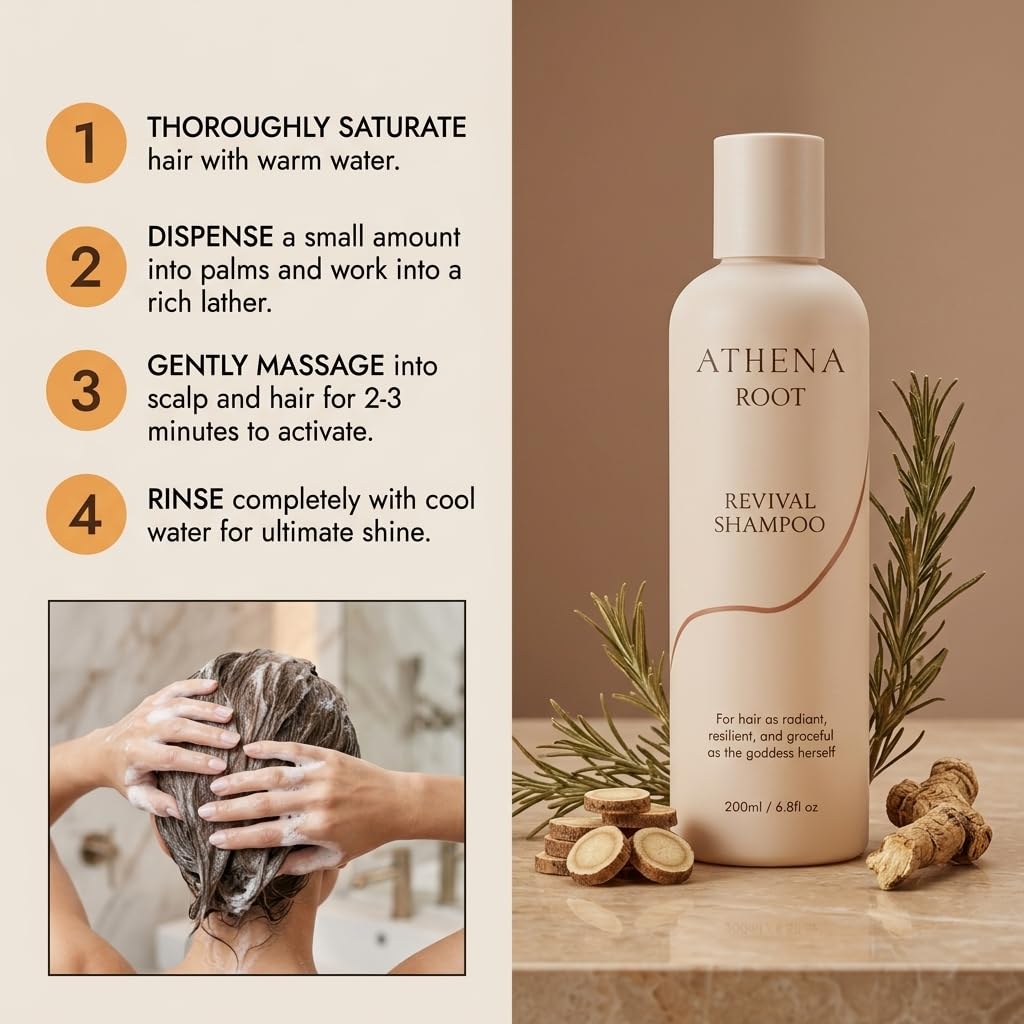 Packuum Athena Root Revival Shampoo, Hair Growth Shampoo for Thinning Hair - Nourishes Scalp and Reduces Breakage, 6.8 Fl.Oz (1 PC+ Scalp Brush)
