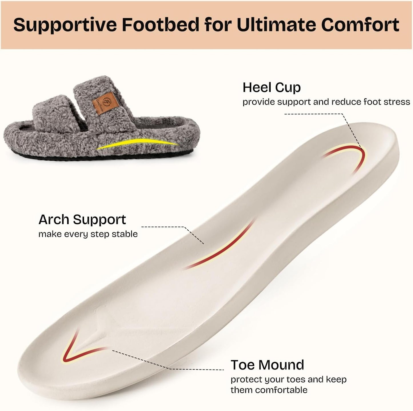 Fuzzy Open-Toe Slippers for Women - Soft Comfy Memory Foam Indoor House Shoes | Cozy Comfort