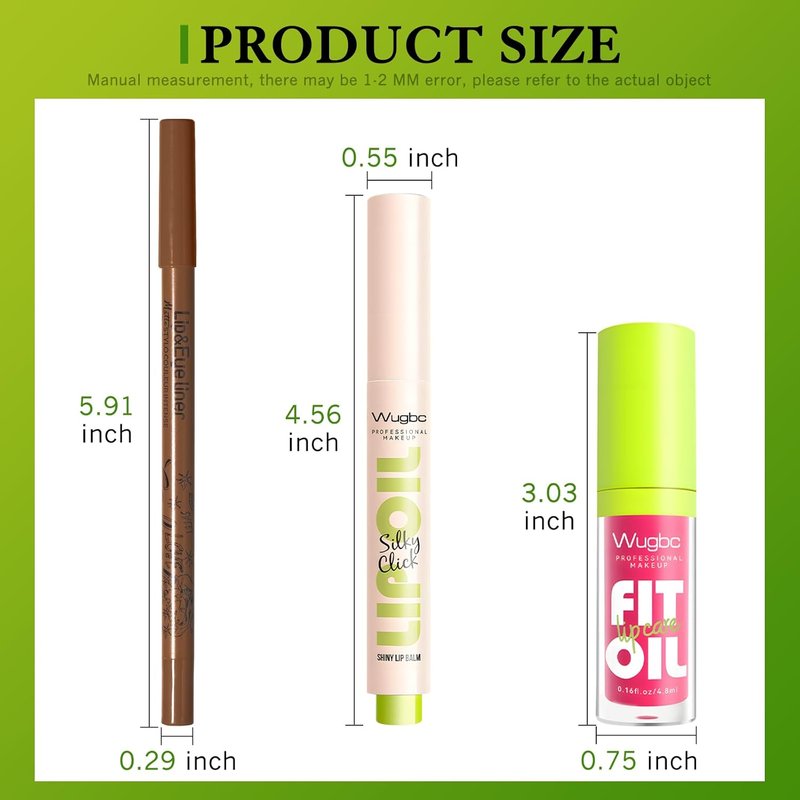 Hydrating Lip Liner & Tinted Lip Oil Set - Lightweight, Non-Sticky Gloss for Women | Brown & Pink Shades