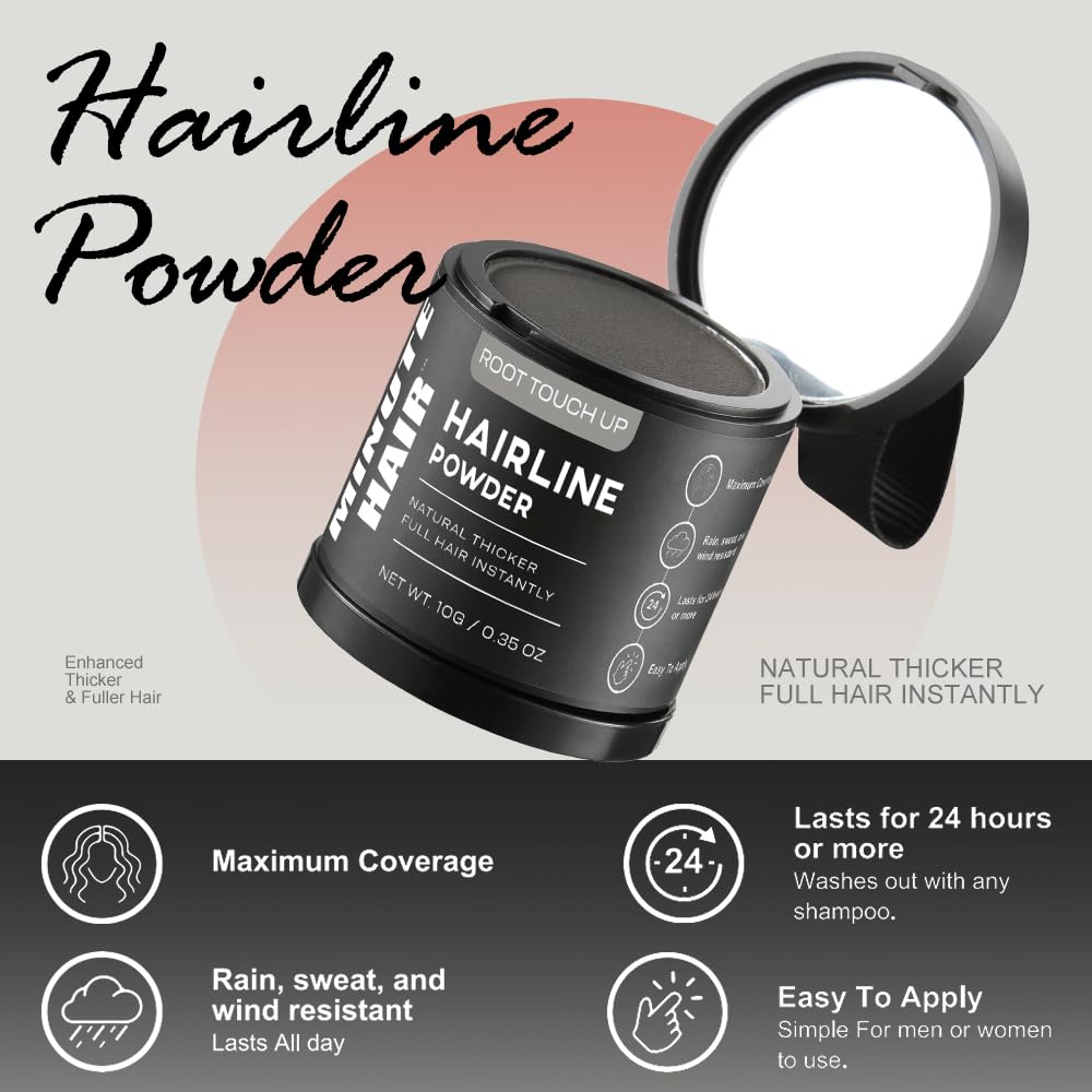 Minute Hairline Powder - Auburn Root Touch Up Hair Color for Gray Coverage | 10g Bald Spot Concealer for Men & Women
