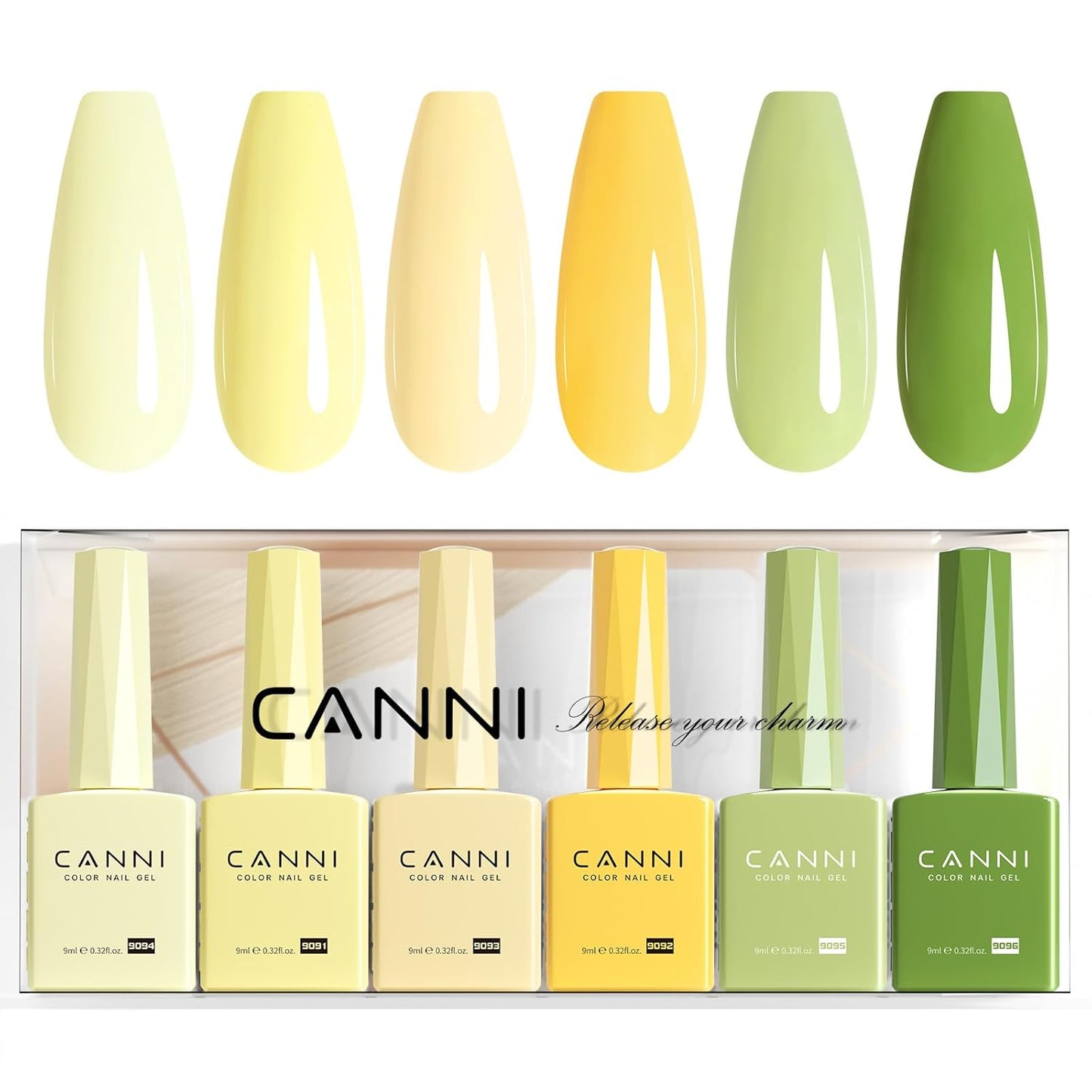 CANNI Gel Nail Polish Set - 6 Pcs 9ml Glitter & Solid Colors | Christmas & New Year's DIY Kit for Home Use