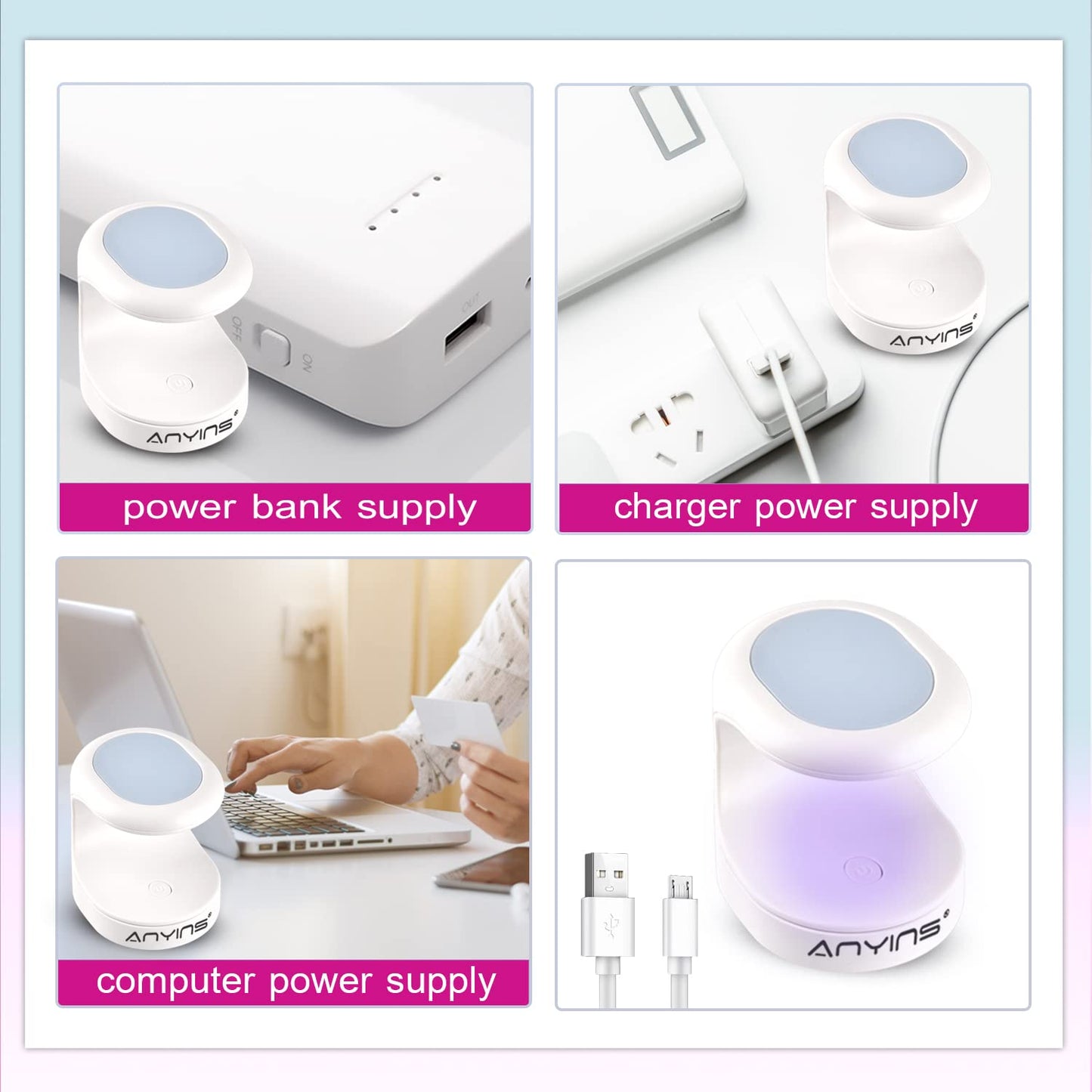 ANYINS Mini UV Light for Gel Nails, UV Light for Nails Nail Lamp Portable UV Nail Lamp 16W UV Lamp Professional UV Lamp for Gel Nails Innovative Nail Dryer for Nail Art