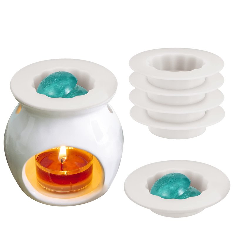 4 pcs Silicone Wax Melt Liners Reusable Wax Warmer Containers Leakproof Candle Holder Liner Tray for Scented Candle Pluggable Melter and Burner(4 Pieces)