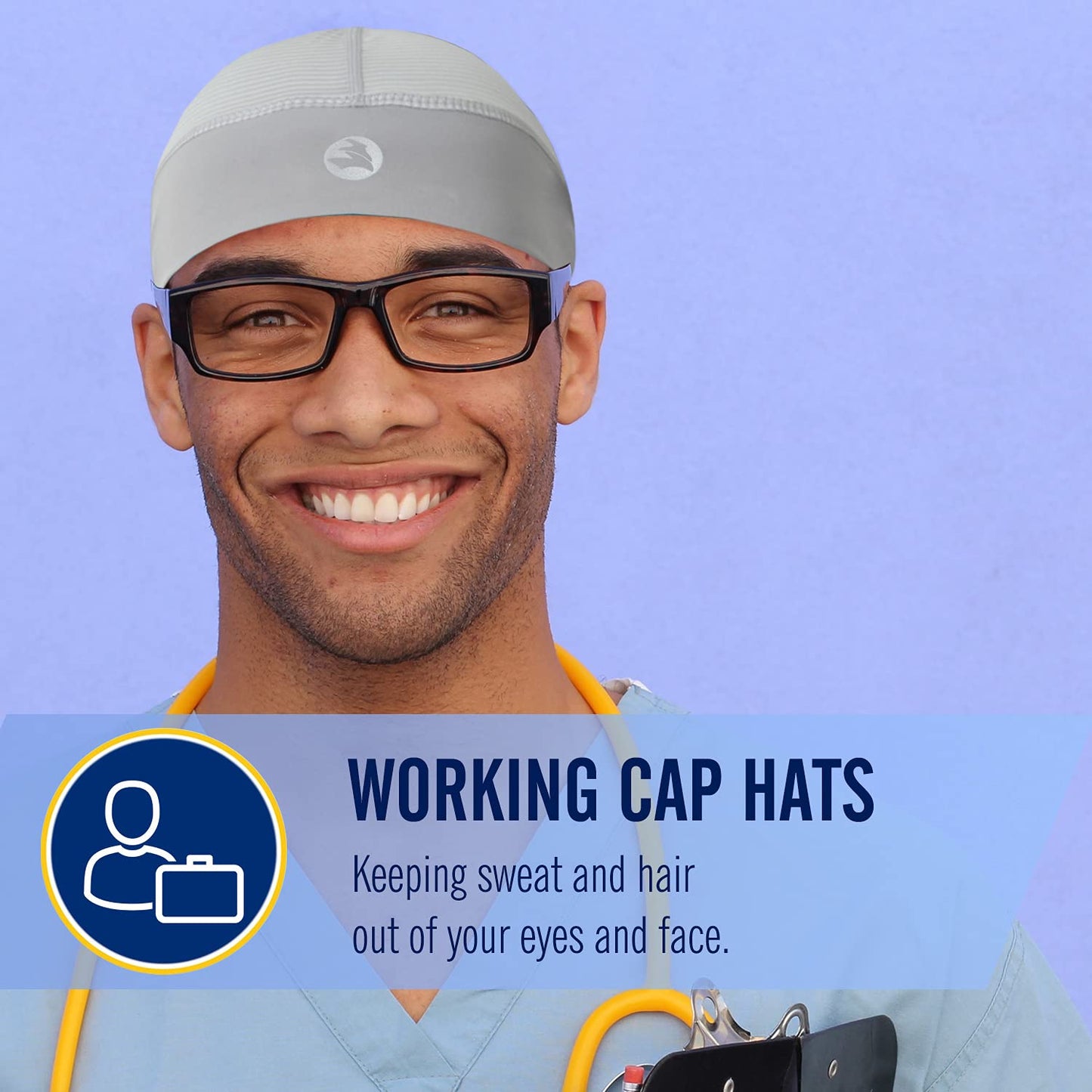 Low-Profile Cooling Helmet/Hard hat Liner, Stretch Working Cap, Summer Sweat Wicking Skull Cap, Running Beanie Sun Protection (Light Grey, 1)