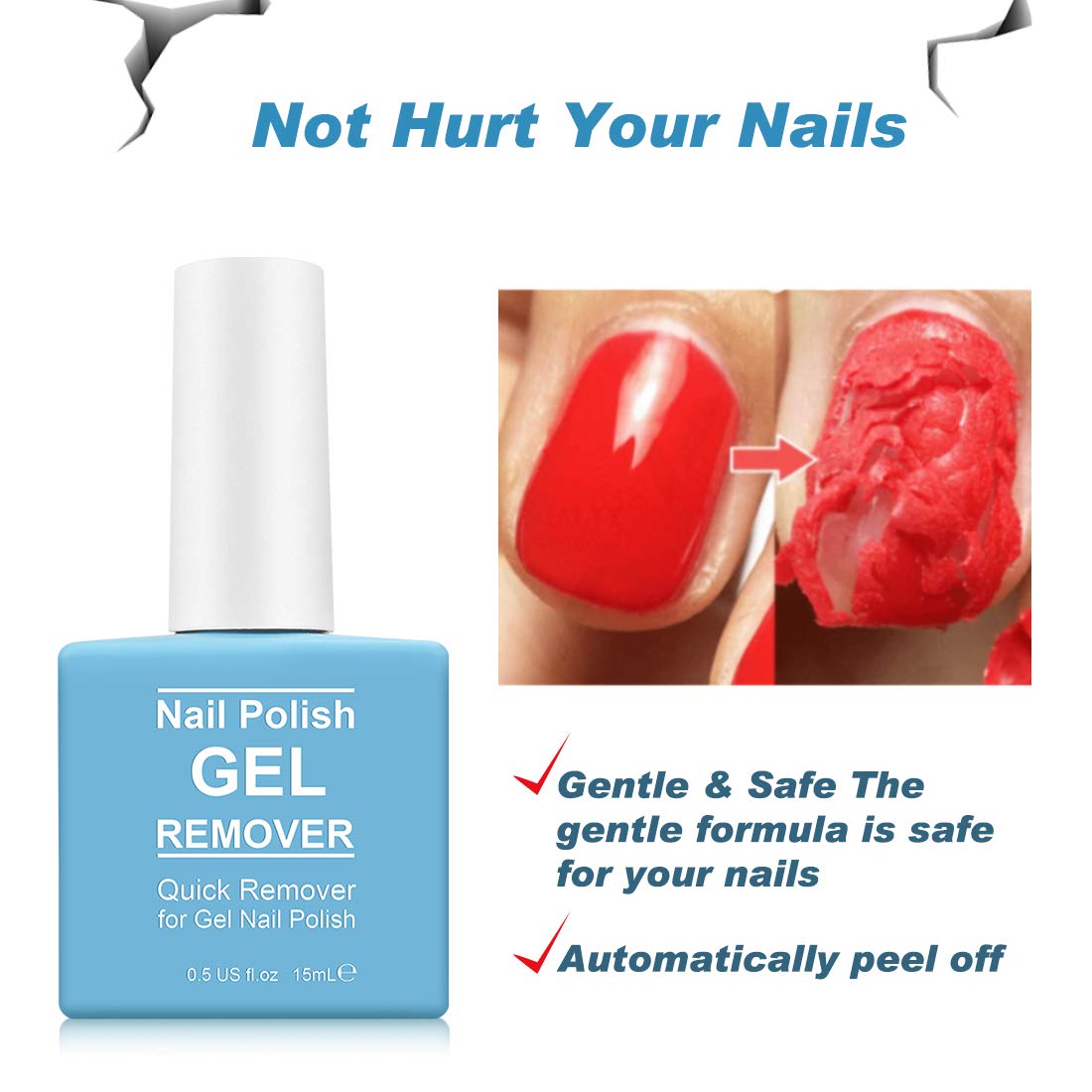 Gel Nail Polish Remover - Magic Soak-Off Formula in 2-5 Minutes | 2 Pack with Cuticle Pusher & Nail Scraper