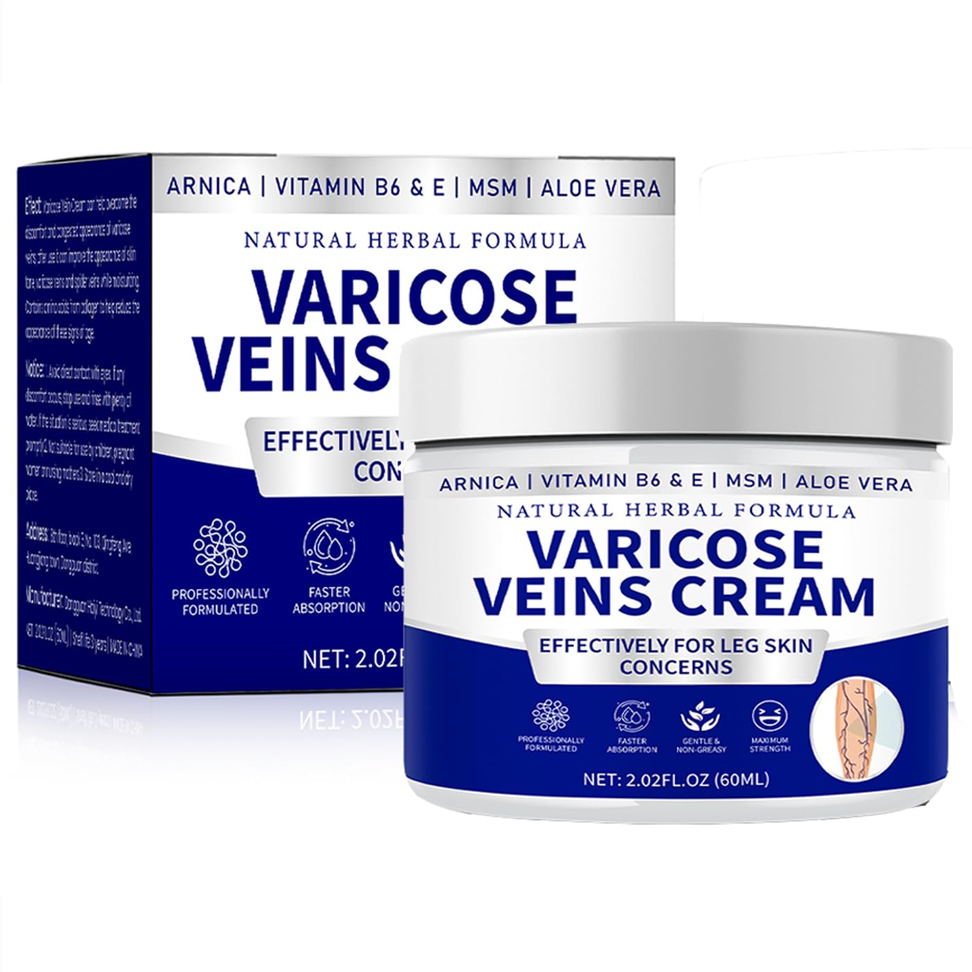 Varicose Veins Cream - Natural Herbal Formula for Effective Spider Vein Treatment | Skin Care for Women & Men