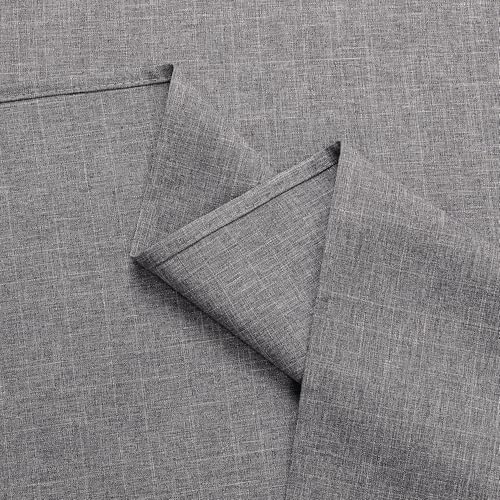 Grey Faux Linen Tablecloth - Water-Resistant 52x70 Inch Cover for Dining & Events