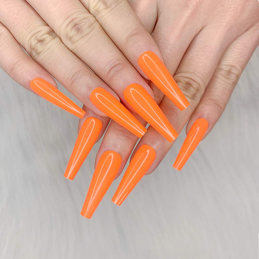 Ballerina Long Coffin Glossy Fake Nails - 24pcs Red Press-On Nail Tips for Women
