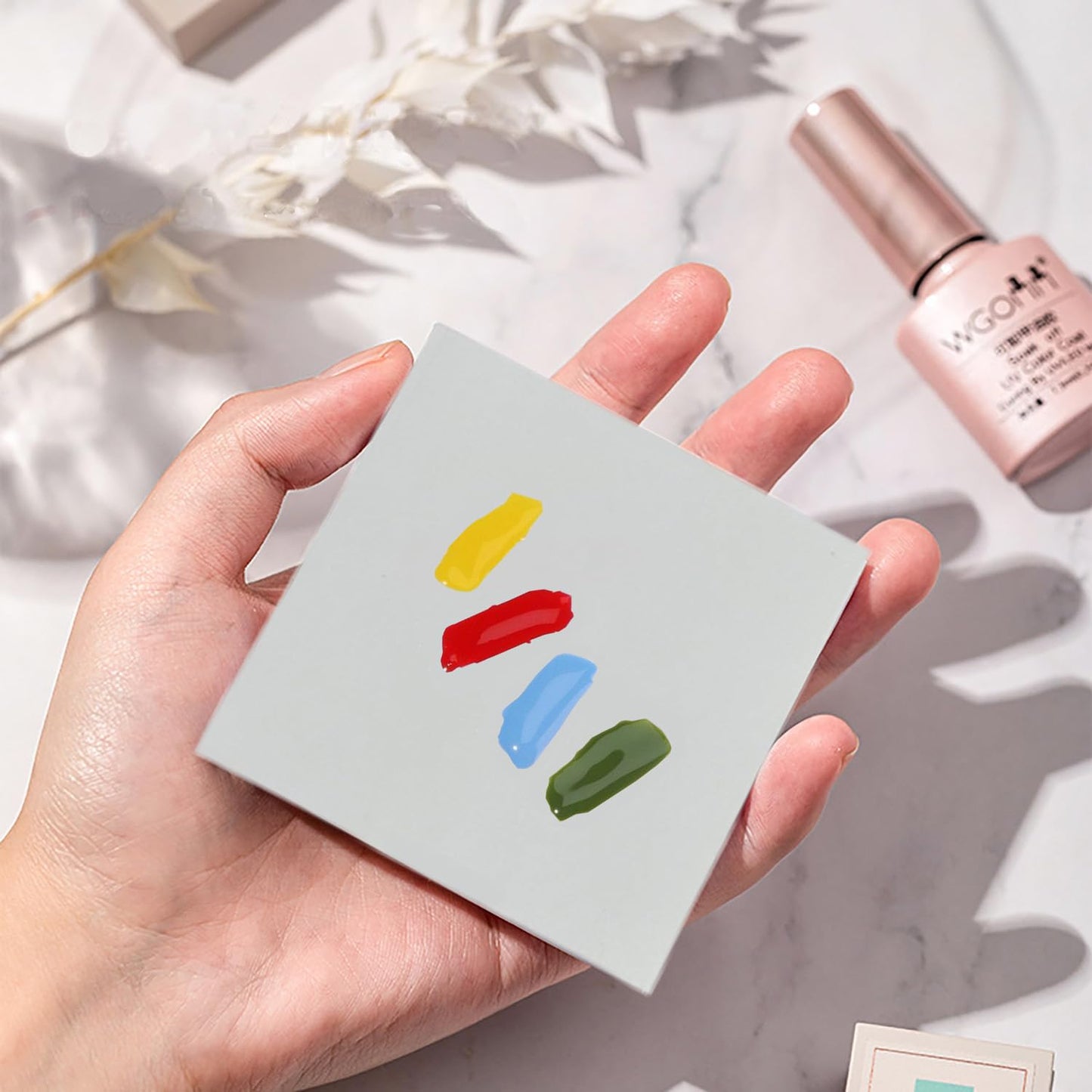 Disposable Nail Polish Palette Paper - 200 Sheets 3x3 Inch Waterproof Mixing Tool with Stirring Rod