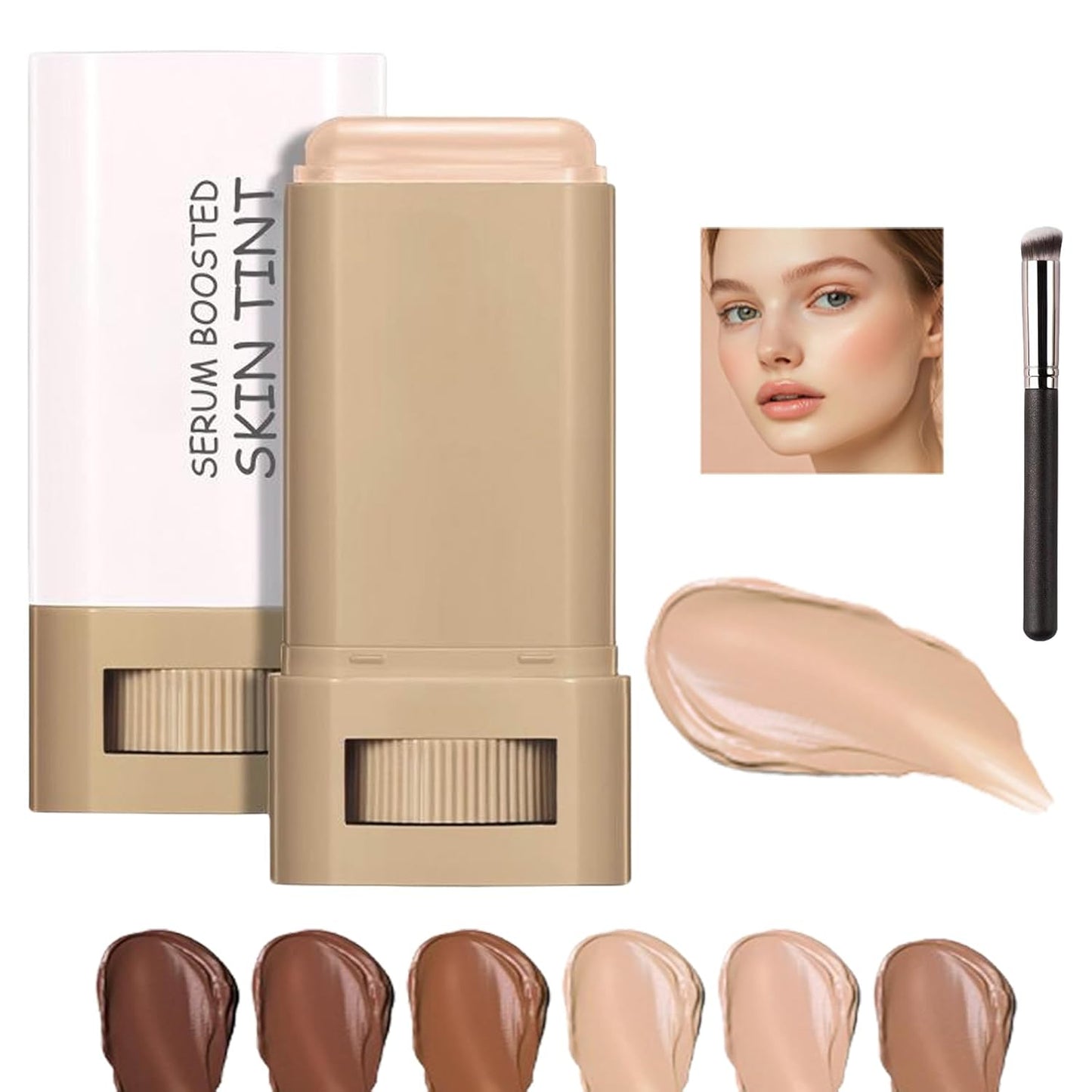Skween Beauty Skin Tint for Black Women - Hydrating Tinted Serum Foundation Stick | Natural Finish (6#)