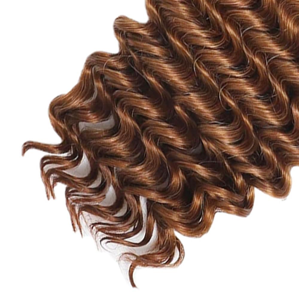 34 34 34 Inch Brown Human Braiding Hair 3 Bundle 150g Deep Wave Bulk No Weft Curly for Boho Braids Wet and Wavy Braiding Hair Extensions