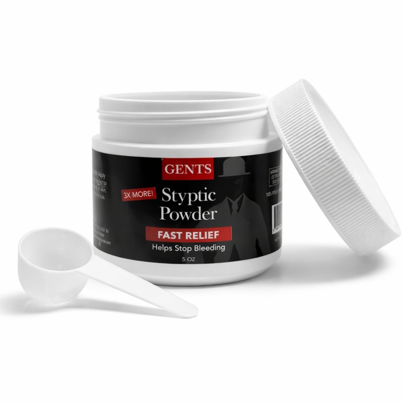 G.B.S Gents Styptic Powder - Quick Stop Bleeding First Aid with Sealed Top & Scoop - Fast Acting Nick Relief for Shaving Cuts, Nosebleeds, Emergency Kit (5oz