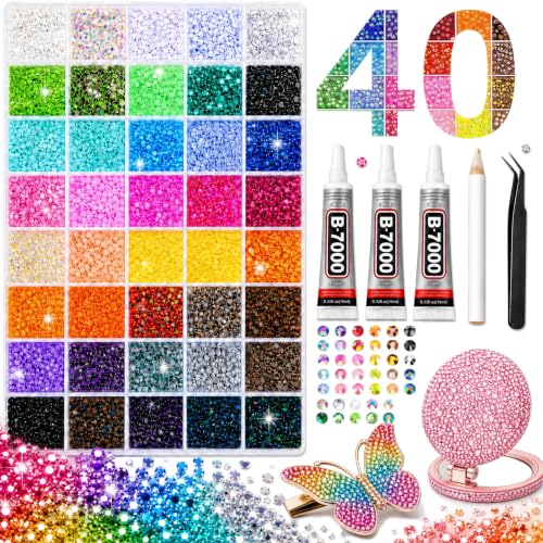 Callmynm 40 Colors Jelly Rhinestones Kit A1 - 3mm Resin Gems for Nail Art & Crafts
