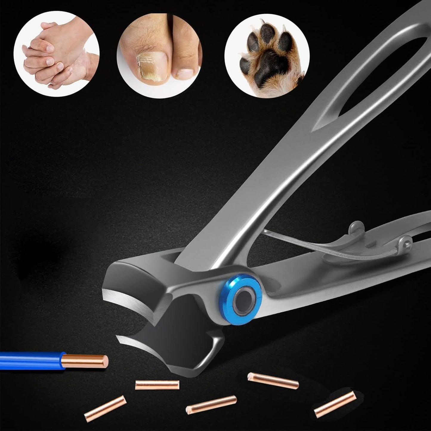 Toenail Clippers for Seniors Thick Toenails, Large Toe Heavy Duty Nail Clippers for Men and Women with Wide Jaw Opening,Silver