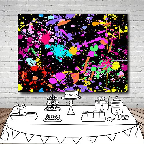 7x5FT Glow in The Dark Birthday Backdrop - Colorful Graffiti Design