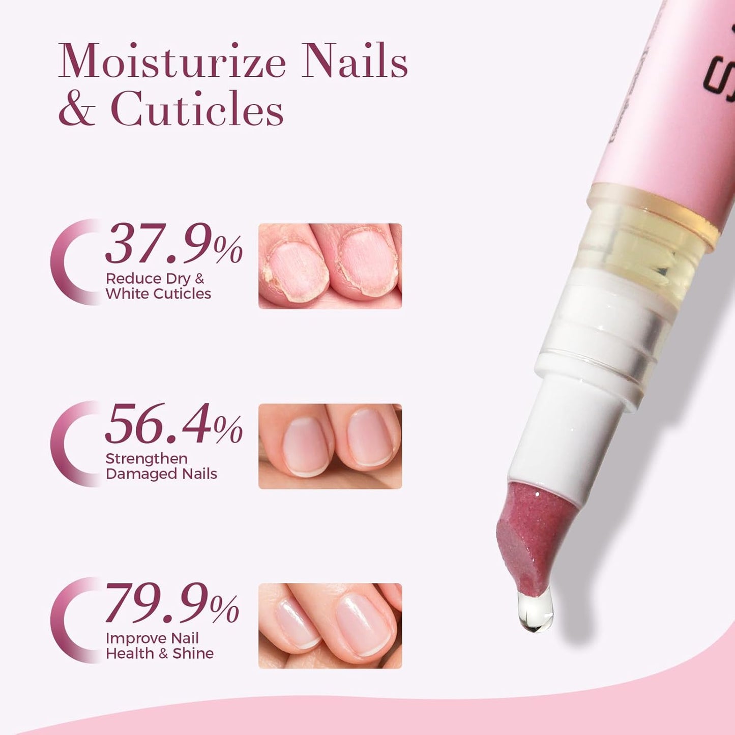 Ceramic Cuticle Pusher & Oil Pen - Gentle Cuticle Remover for Dry Nails | 2ml Rose & Lavender Scent