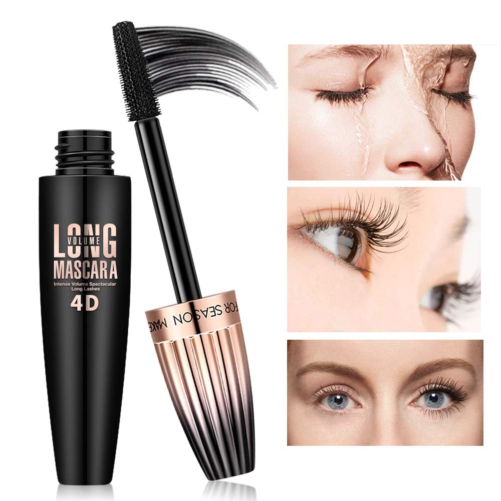 4D Silk Fiber Lash Mascara - Waterproof Black Volume & Length | Smudge-Proof, No Clumping, 2 Pack