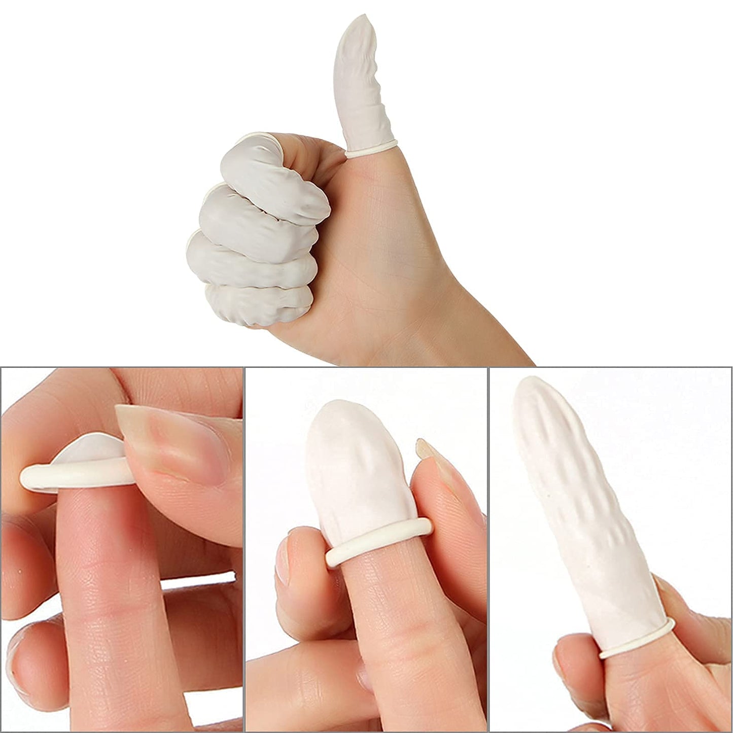 BTYMS 400 Count Latex Finger Cots Medium Fingertip Gloves Disposable Finger Rubber Tips Protector Anti-Static