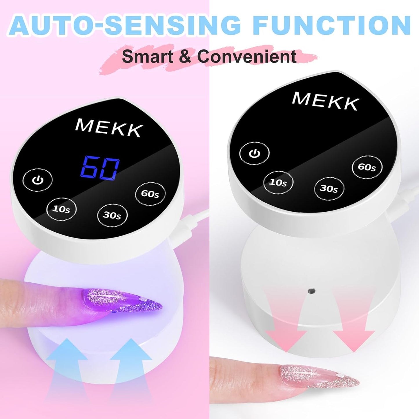 Mini UV Nail Light - Peach-Shaped LED Lamp with Auto-Sensor | 8 Beads, 4 Timer Settings for Gel Nails - Compact for Travel & Home Use