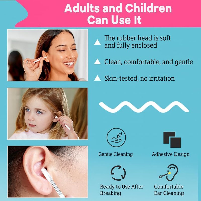 Sticky Ear Cleaning Sticks - Reusable Adhesive Ear Swabs for Gentle Earwax Removal | 24 Pack, Olive Green