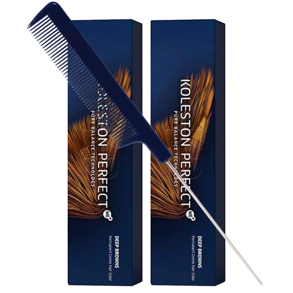 Koleston Perfect ME+ Matte Pearl Permanent Hair Color Creme - 2 Ounce Pack with Pin Tail Comb | Ideal for Vibrant Hair Color