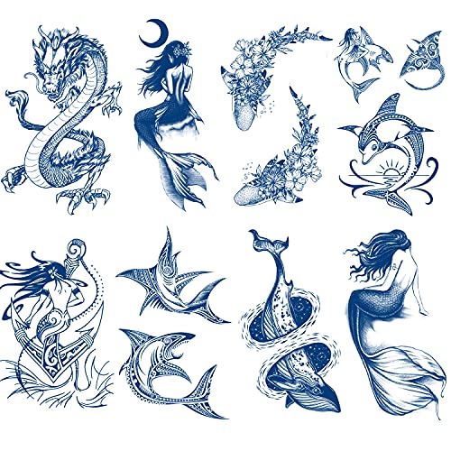 LEOARS Mermaid Semi-Permanent Tattoos - Realistic, Waterproof Temporary Body Art
