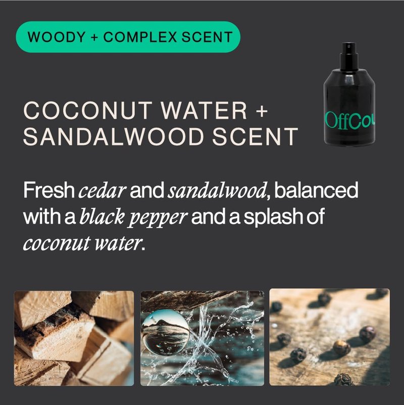 OffCourt Unisex Fragrance – Coconut Water & Sandalwood Scent - Cologne for Men & Perfume for Women, Clean Ingredients, Vegan, Cruelty-Free, Made in USA, 1.7 Oz (50ml) TSA-Friendly