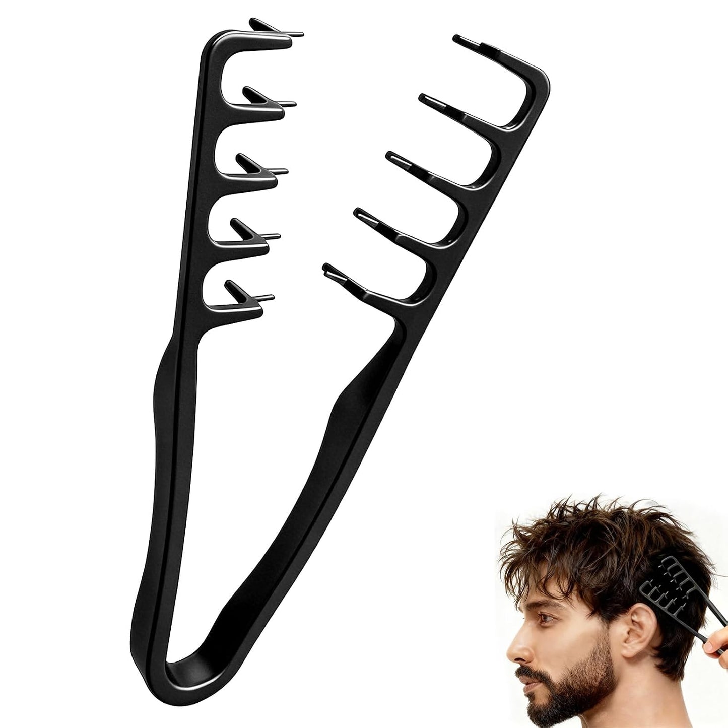 Root-Lifting Texture Comb for Men & Women - Lightweight ABS Grip for Fringe Control | Black