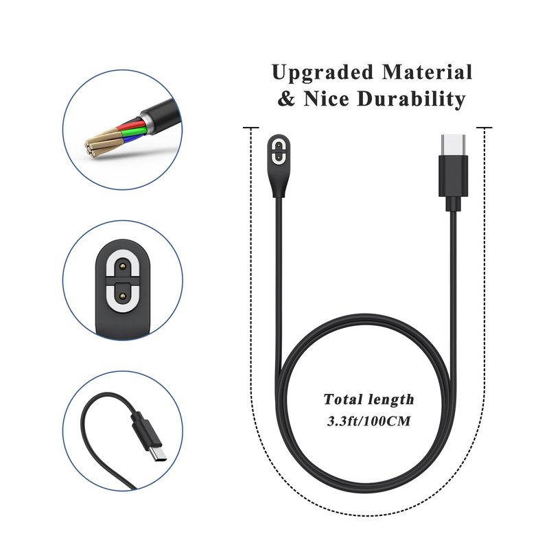 Meliya 2 Pack Compatible for Shokz Charging Cable, USB&USB-C Magnetic Charging Cord for Aftershokz Aeropex AS800,Shokz Openrun Pro,Openrun,OpenRun Mini,OpenComm Bone Conduction Headphones (60CM*2)