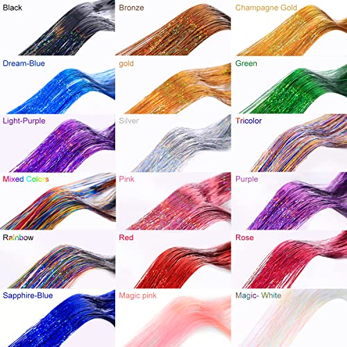 ONROCL Hair Tinsel Kit - 18 Colors, 3600 Strands with Tools & Beads