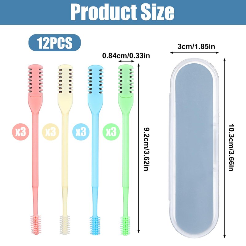 12 Pcs 2-in-1 Nasal Hair Cutter Nose Hair Trimmer Double Sided Nose Knife 360° Rotating Manual Nasal Hairs Cutter Portable Nostril Hairs Remover Tool Sticks Soft Cleaning Brush for Men Women Travel