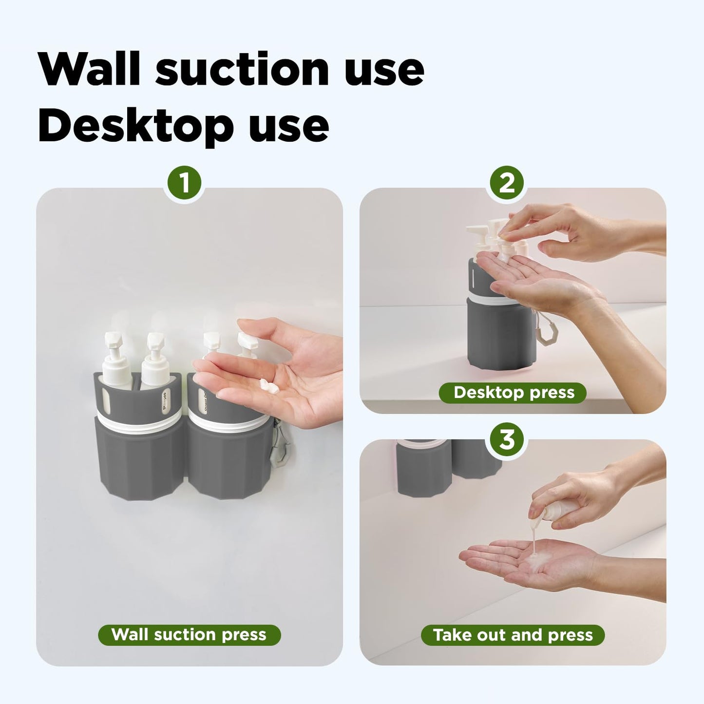 YOTIME Travel Dispenser Bottle - 4 in 1 Leak-Proof Silicone Container | TSA Approved, Gray