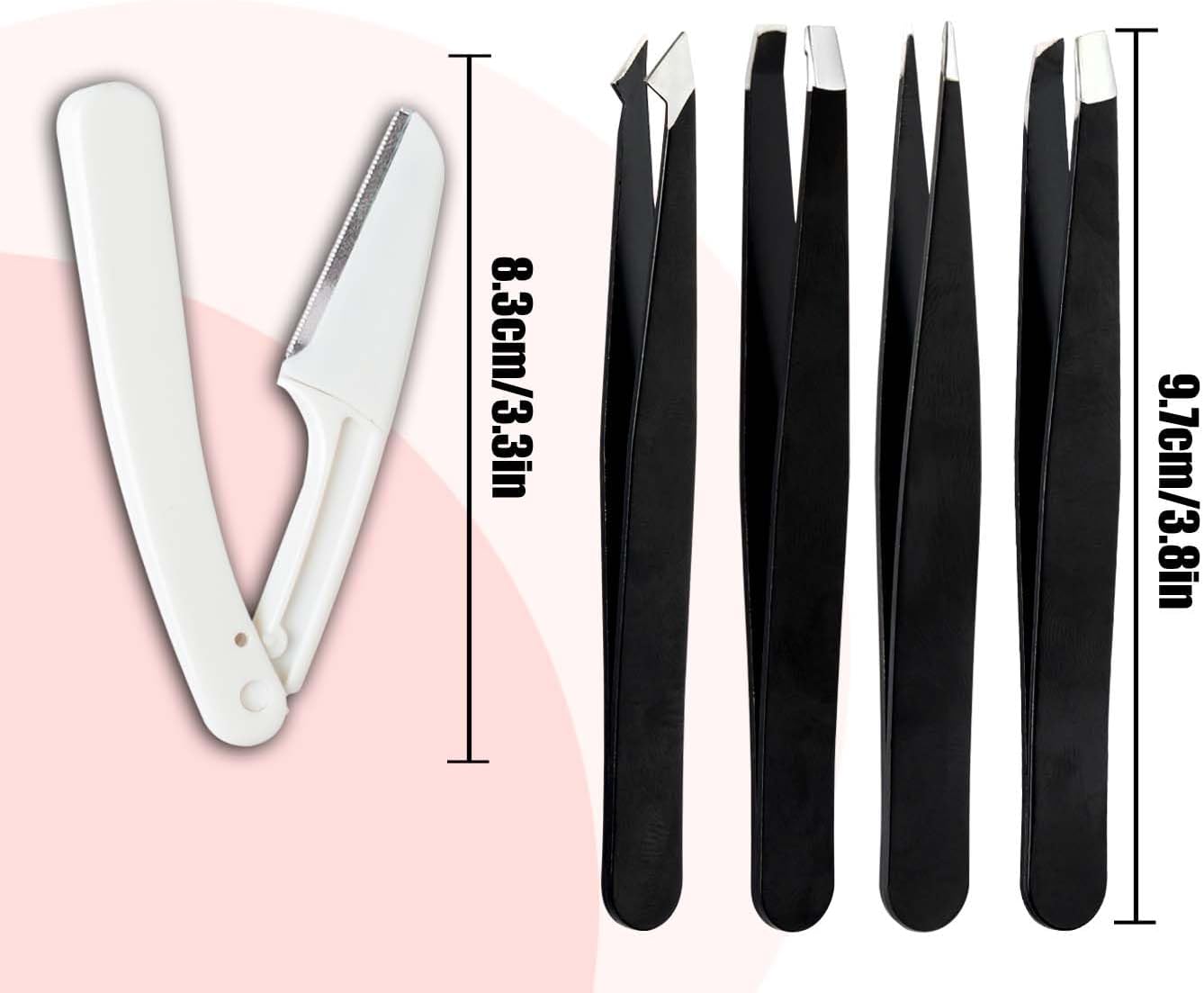 Professional Stainless Steel Tweezers Set for Women | Eyebrow & Facial Hair Removal Kit - 10-Piece Black Beauty Set
