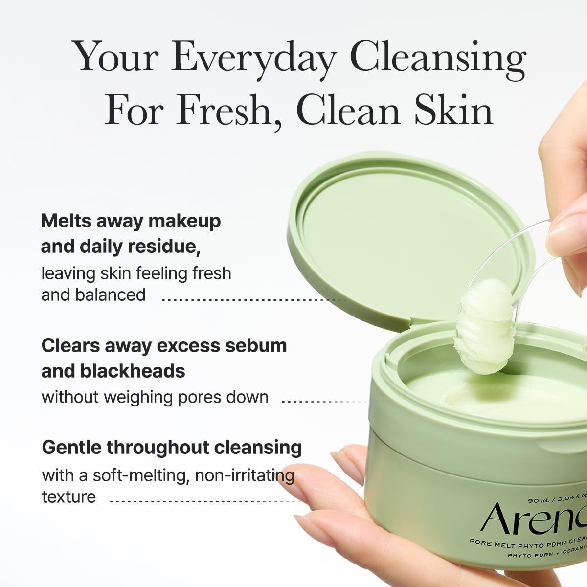ARENCIA Pore Melt Phyto PDRN Cleansing Balm, Makeup Removing & Pore Care Cleanser with PDRN, Ceramide, Hyaluronic Acid, 90ml / 3.04 fl. oz.