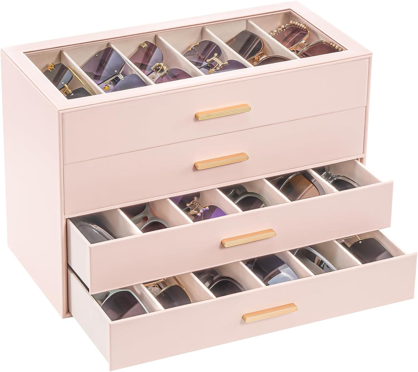 Sunglasses Storage Box for Women - Clear Top Eyewear Organizer | Stylish Display Case