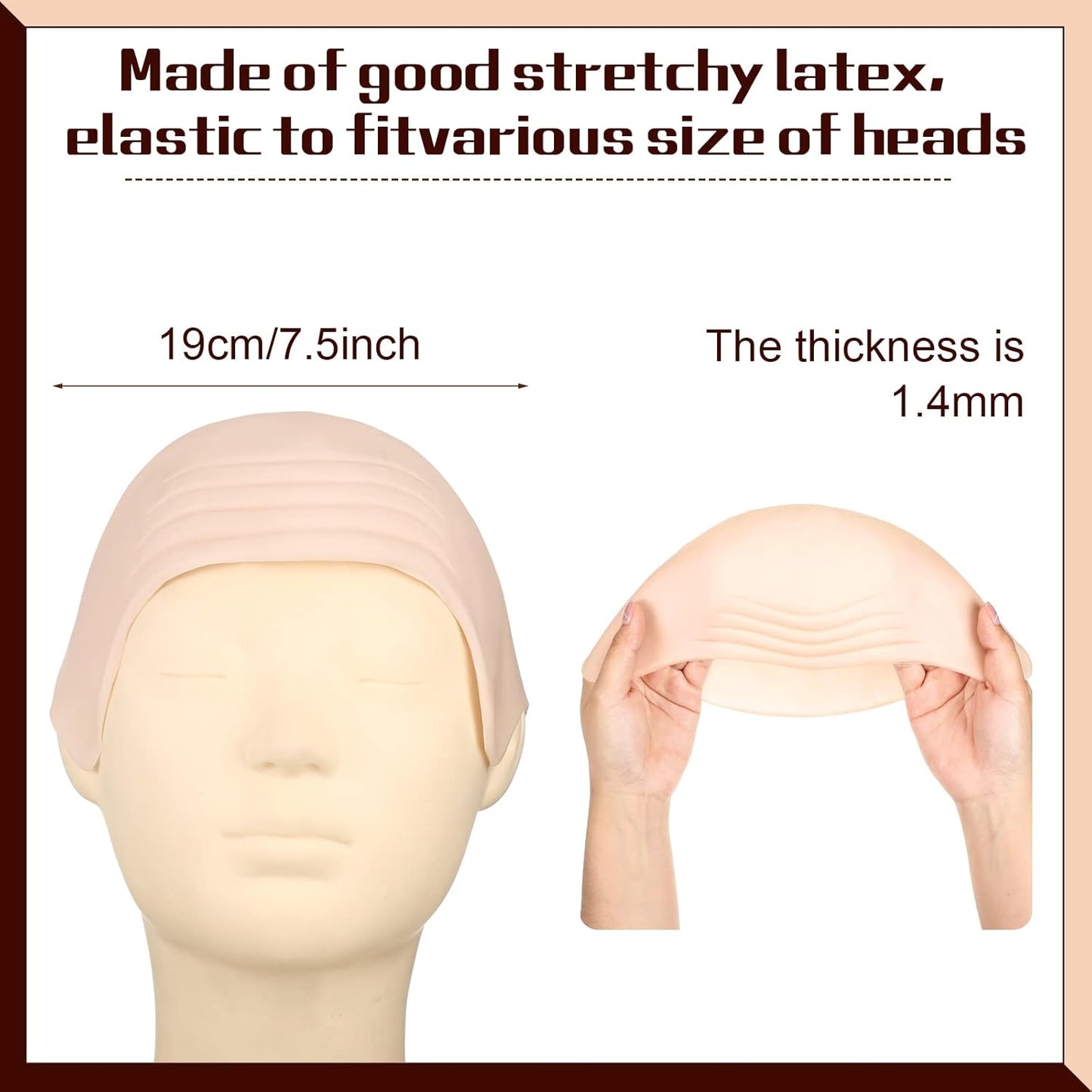 Latex Bald Cap Set - 2 Pieces with Nylon Wig Caps for Halloween Cosplay | Adult Size