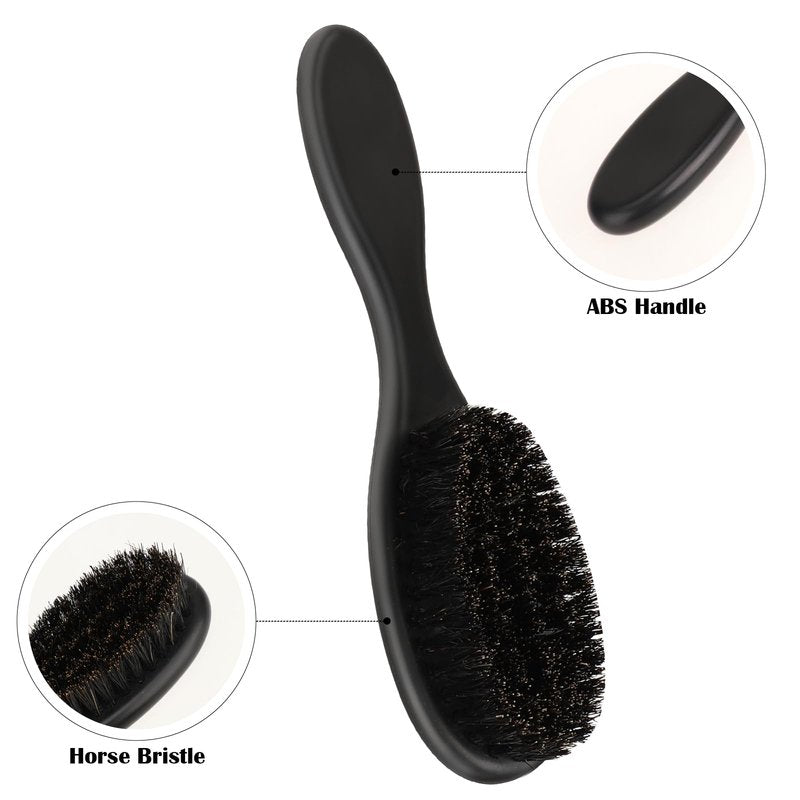 2 Pcs Hair Brush, Barber Brush, Slick Back Brushes Beard Fade Styling Comb Kit with Soft Bristles, Neck Duster Cleaning Brushes for Men, Cutting Shaving Accessories Grooming Tools with Handle (Black)