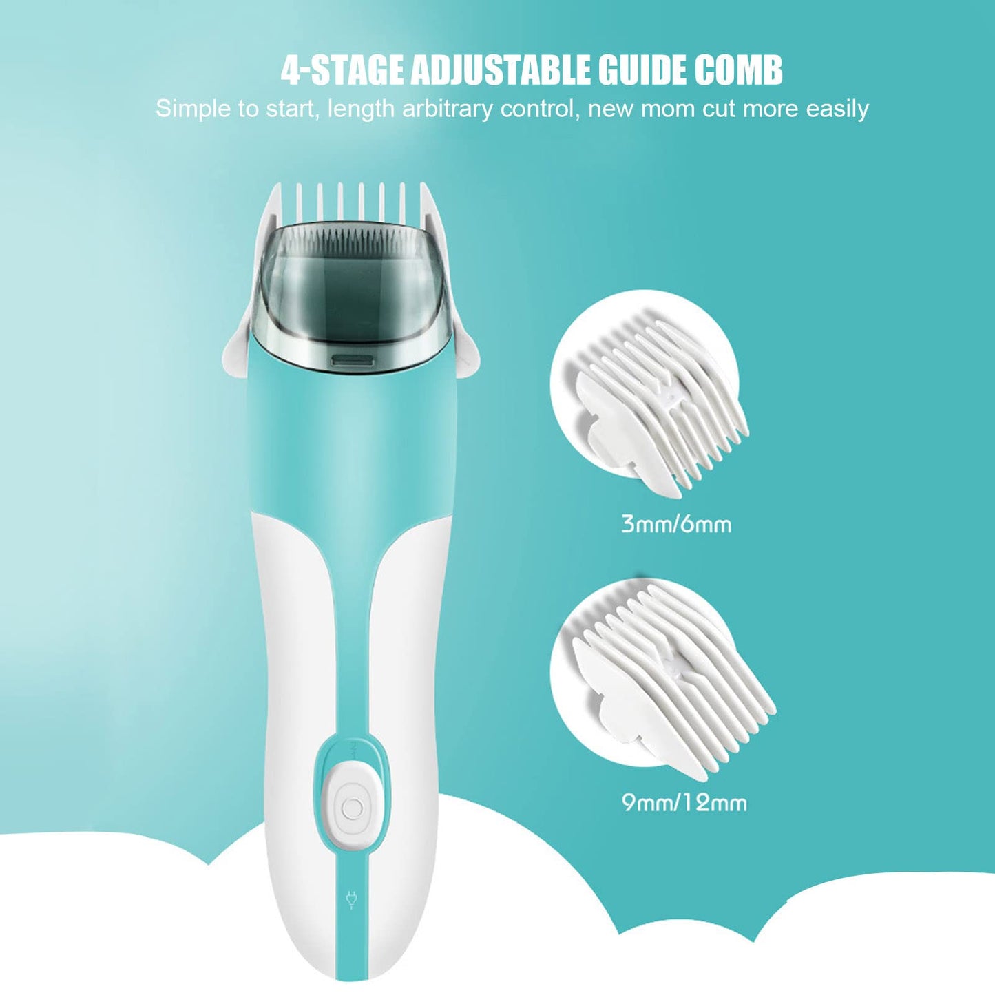 Agatige Baby Hair Clipper, Professional Vacuum Auto Sucking Electric Hair Clippers with Trimmer Guide Comb Haircut Rechargeable Cordless Hair Cutting Machine for Infants & Kids