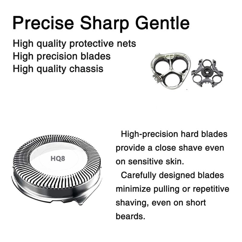 6pcs HQ8 Replacement Heads Compatible with Philips Norelco Aquatec Shavers PT720 PT730 AT810 AT815 AT830 AT880,hq8505 HQ8 Blades