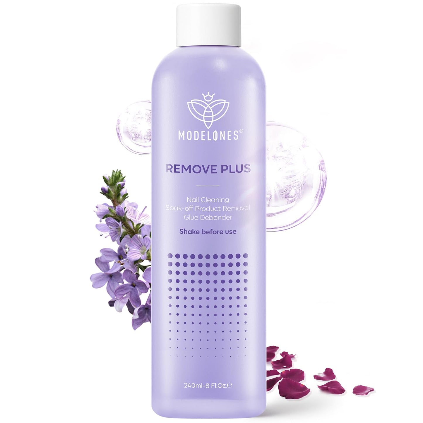 Modelones Nail Polish Remover - Gentle Gel Polish Remover with Jojoba Oil | 8 Fl Oz Lavender for Acrylic & Press-On Nails